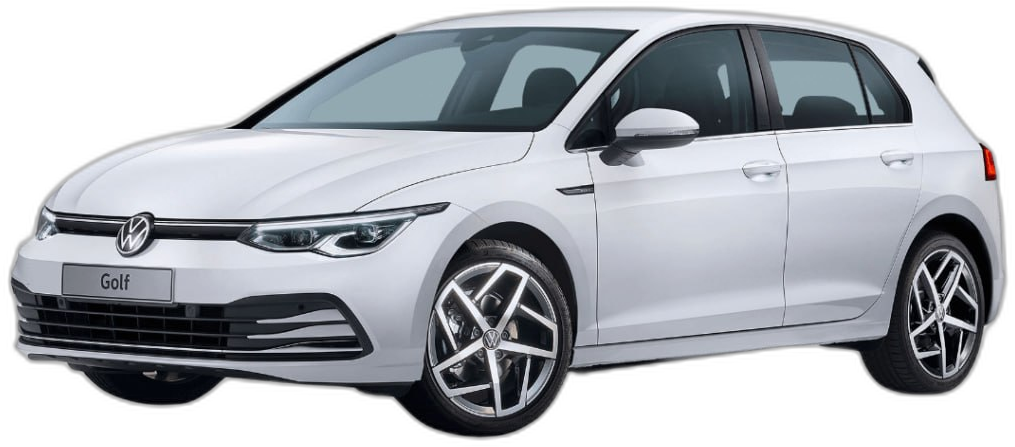 White Volkswagen Golf, one of the modern manual cars used for driving lessons